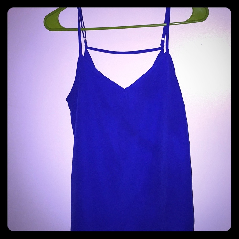 Blue silky tank top sz m